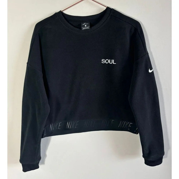 Nike Soul Womens Long Sleeve Pullover Oversized Dri Fit Sweatshirt Black Sz L - Picture 1 of 9